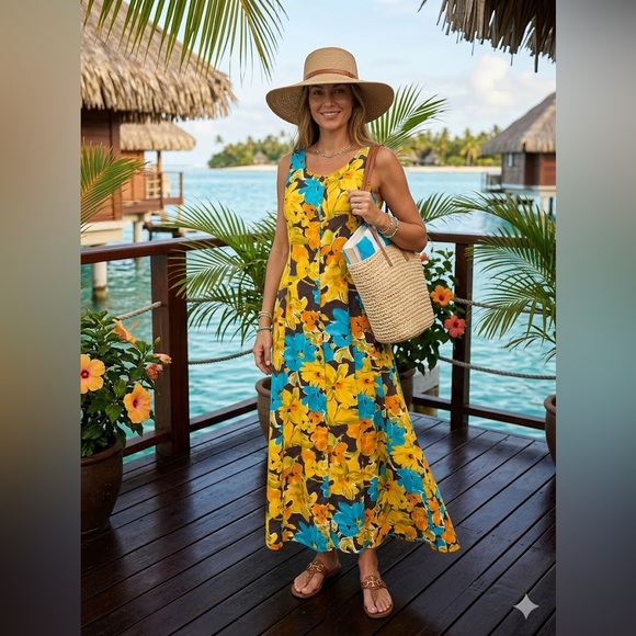 Unbranded Dresses & Skirts - Vibrant Tropical Floral Maxi Dress | Summer Resort Style